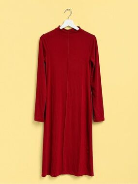 Banana Republic Long Sleeve Wine-Red Midi Dress